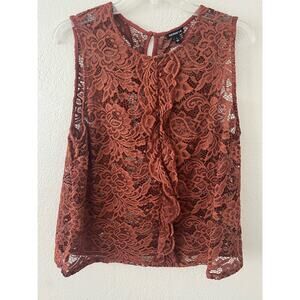 Who What Wear Lace Rust top size Large